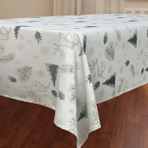 Masa Decorativa Craciun Verde Aurie cu Reni Brazi Fulgi