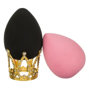 Set Bureți de Machiaj Coroană Aurie Strass Roz și Negru