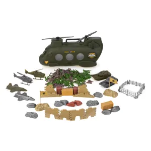 Set Militar Complet cu Elicopter, Vehicule și Soldați - 100 Piese Verde