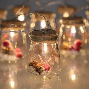 Set de Lumini Decorativă LED Borcane Crăciun cu Baterii AA