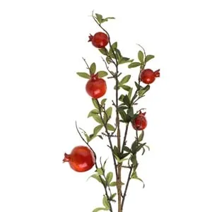 Ramură Decorativă de Crăciun cu Rodii și Frunze Verzi