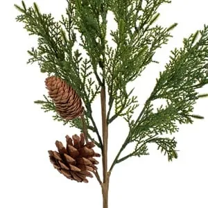 Ramură decorativă de Crăciun cu conuri naturale