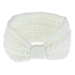 Bentita de Iarnă Albă Tricotată cu Nod – Accesoriu Călduros