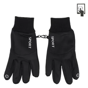 Manusi negre cu elastic si clips pentru ecran tactil, barbati