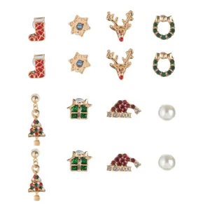 Set Cercei Crăciun 8 Bucăți Multicolor Bijuterii de Sezon
