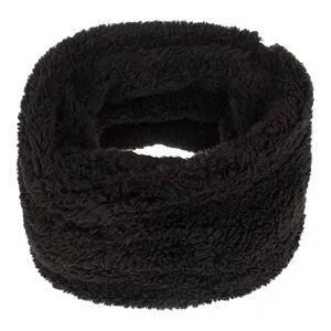 Fular circular din fleece, negru, cu șnur de ajustare