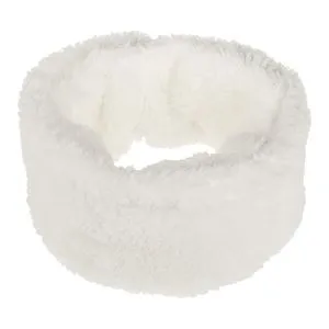 Fular Circular Fleece Pufos Alb cu Siret - Căldură și Stil