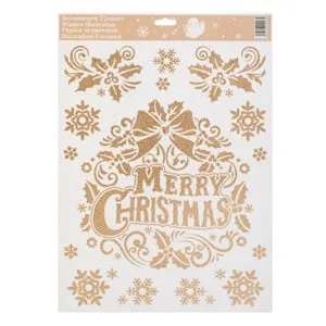 Autocolante Decorative Craciun Coronita Merry Christmas Glitter Bronz