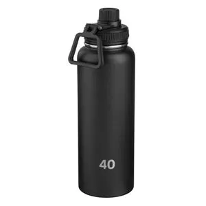 Sticla izoterma din otel inoxidabil, 1.19L, neagra mata, cu maner