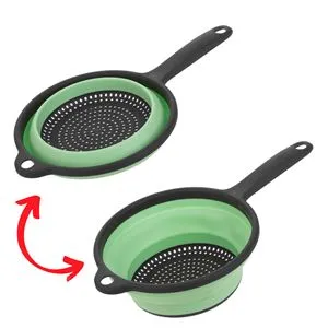 Strecurătoare pliabilă cu mâner, Ø19 cm, Gri și Menta