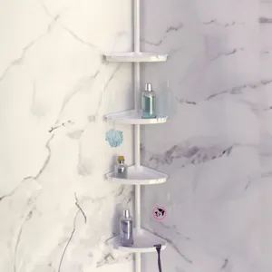 Etajera Telescopică Albă cu 4 Rafturi pentru Baie și Dus