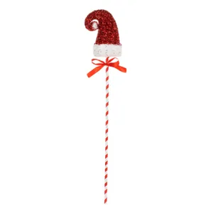 Ornament Brad Crăciun Stick Căciulă Spumă Tinsel Roșu Alb 58 cm