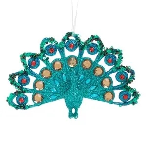 Ornament Brad de Craciun cu Glitter Turcoaz Bleu și Cristale