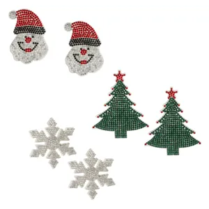 Set Autocolante Patches Moș Crăciun Brazi cu Pietre Strălucitoare
