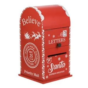 Cutie Postală Vintage de Crăciun din Lemn – Decorațiune Festivă
