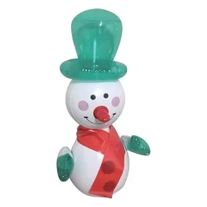 Figură gonflabilă Om de zapadă cu palarie verde pentru decorul de Crăciun