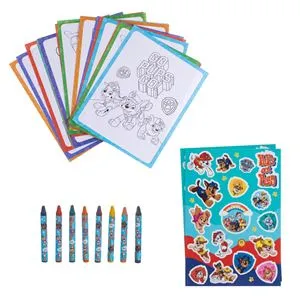 Set de Colorat cu Autocolante și Creioane Cerate, 20 coli