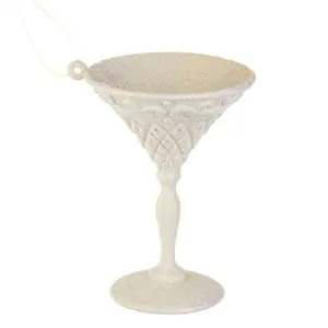 Ornament Brad de Craciun Pahar Cocktail cu Glitter Roz 9cm