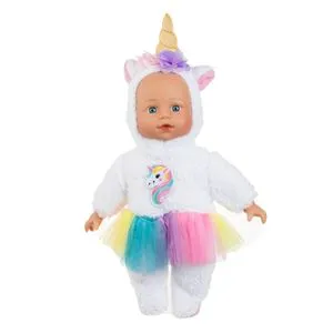 Costum Unicorn Alb pentru Bebeluși, Glugă cu Urechi și Corn