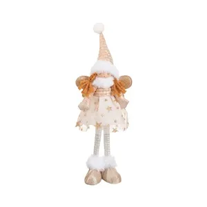 Figurina Ingeras cu Rochie Bej de Craciun 37cm