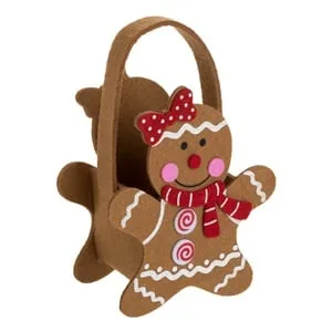 Cos Decorativ de Craciun Gingerbread din Fetru