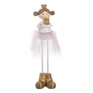Ingeras Decorativ de Craciun cu Tul Roz și Coroană - Ornamen Festiv pentru Casă