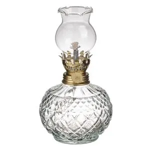 Lampă de ulei din sticlă cu model romburi reliefate