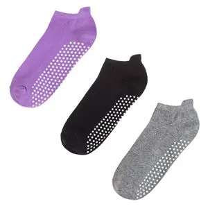 Sosete Yoga Antiderapante pentru Femei - Set Mov, Negru, Gri