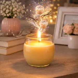 Lumanare parfumata ecru cu aroma cupcake cu vanilie