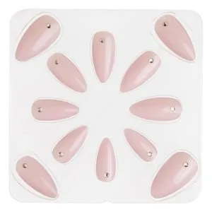 Set Unghii False Roz cu Strass Almond - Manichiură Instantanee