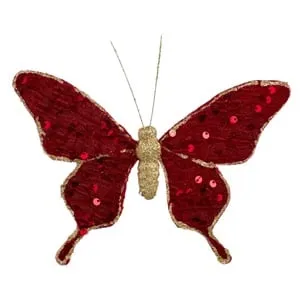 Fluture Decorativ de Craciun cu Paiete și Glitter Auriu