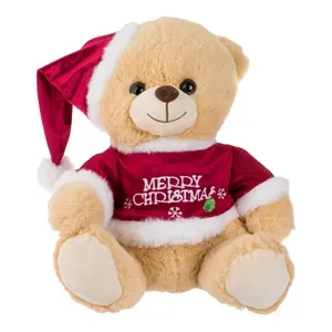 Ursuleț de Crăciun cu Mesaj Merry Christmas și Caciulă