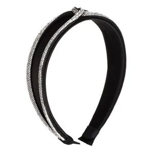 Coronita de par lata, neagra, cu siret si strass argintiu