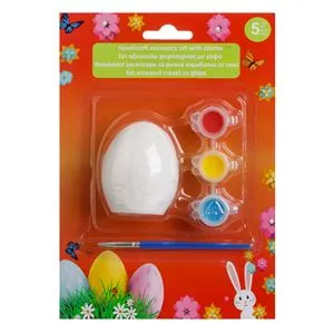 Set Creativ Paste cu Ou 3D din Ghips, 3 Vopsele si Pensula