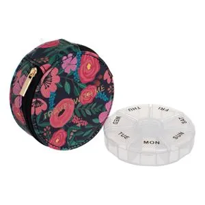 Portfard cu husă pentru pastile, model floral, 9.5 cm