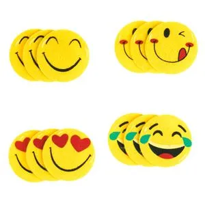 Set Emoji din Fetru Galben cu Autocolante, 12 buc, Ø4cm