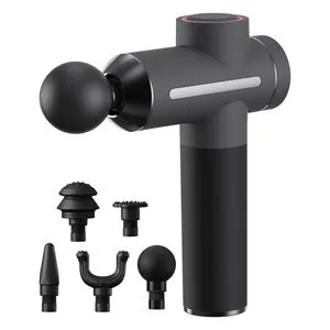 Pistol de masaj fără fir, 5 accesorii, 12 viteze, negru