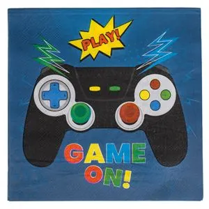 Șervețele de masă cu 2 straturi, Albastre, Model Control Gaming, 33x33cm, 12 buc
