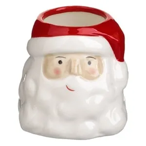 Lumanare decorativă albă cu aromă de vanilie în suport ceramic Mos Craciun