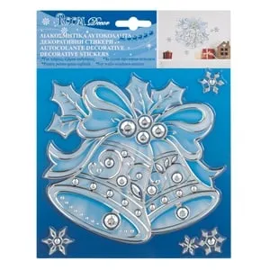 Autocolante Decorative de Craciun Clopote Argintii Bleu