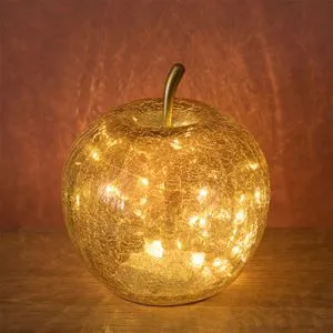 Lampa LED din sticlă aurie cu 15 becuri și efect crackle
