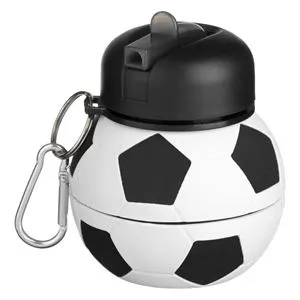 Sticla de apă pliabilă silicon cu model minge de fotbal și breloc
