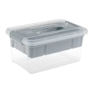 Cutie Organizator cu Raft Detasabil, 5L, Gri, 29x19x14cm