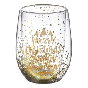 Pahar de Crăciun cu Perete Dublu și Confetti pentru Decorațiuni Festive