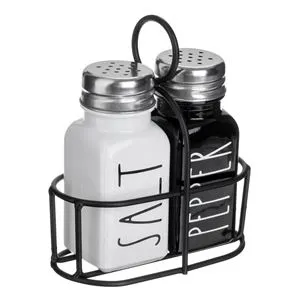 Set solnițe sare și piper din sticlă cu bază metalică