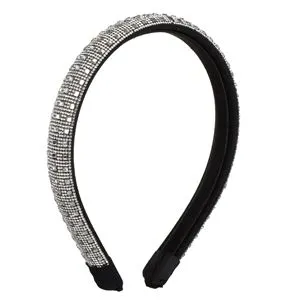 Coronita Par Puffy Neagră cu Strass Argintiu pentru Femei
