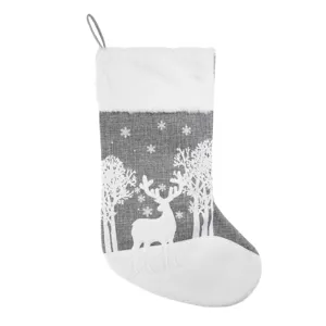 Cizma decorativă de Crăciun gri cu cerb pentru cadou