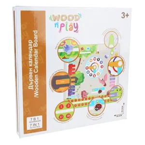 Calendar Educativ din Lemn Montessori, Multicolor, 7 in 1, 25.5 cm