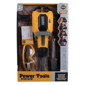 Ciocan pneumatic de jucarie cu sunet si lumini, 40 cm, galben