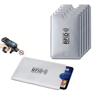 Set Port Card cu Protectie RFID, 4 bucati, Argintiu